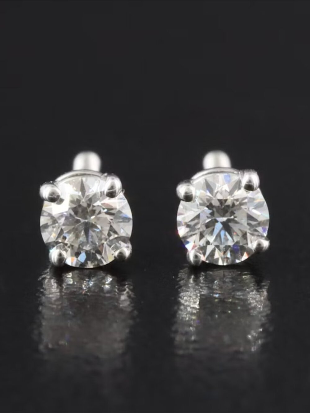 Tiffany & Co. Platinum 0.36 CTW Diamond Solitaire Stud Earrings - Picture 2 of 10